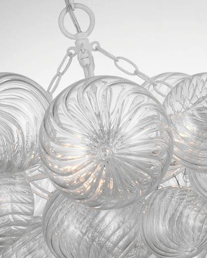 Talia Small Chandelier - Burnished Silver Leaf & Clear Swirled Glass