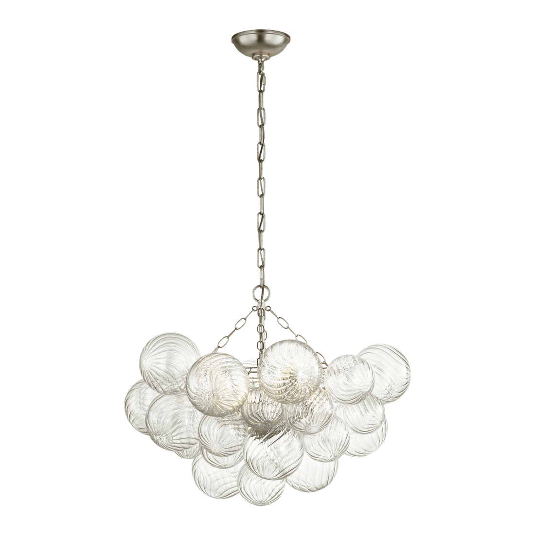 Talia Medium Chandelier - Burnished Silver Leaf & Clear Swirled Glass