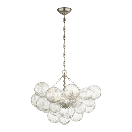 Talia Medium Chandelier - Burnished Silver Leaf & Clear Swirled Glass