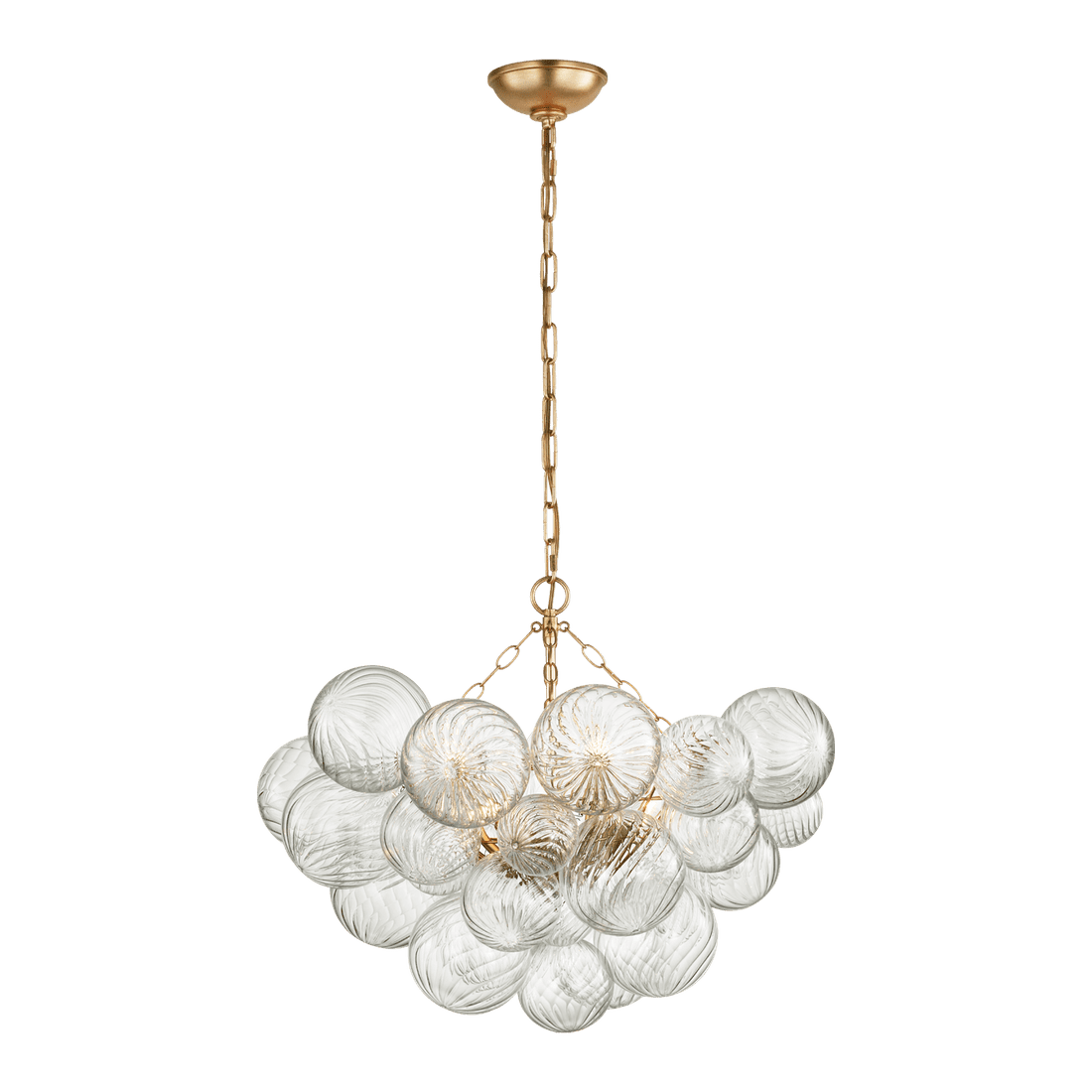 Talia Medium Chandelier - Gild & Clear Swirled Glass