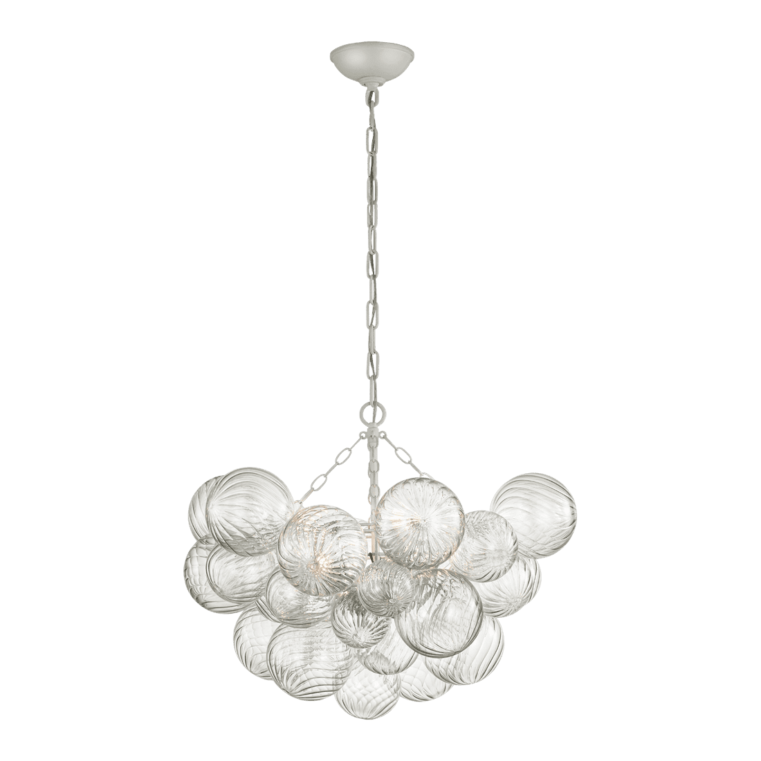 Talia Medium Chandelier - Plaster White & Clear Swirled Glass