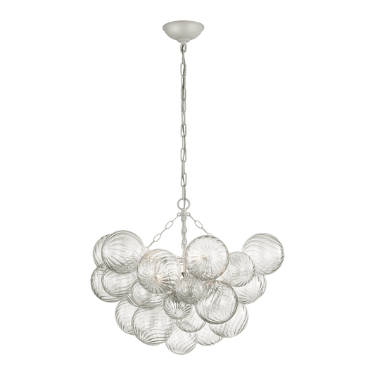 Talia Medium Chandelier - Plaster White & Clear Swirled Glass