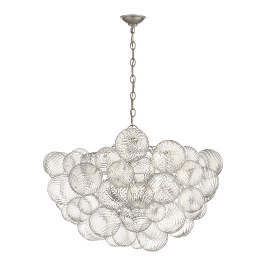 Talia Large Chandelier - Burnished Silver Leaf & Clear Swirled Glass