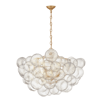 Talia Large Chandelier - Gild & Clear Swirled Glass
