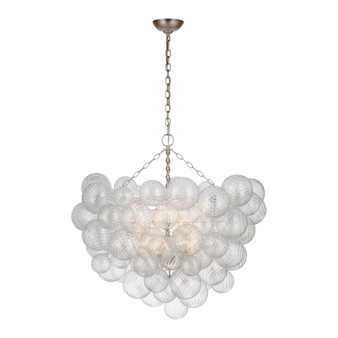 Talia Grande Chandelier - Burnished Silver Leaf with Clear Swirled Glass