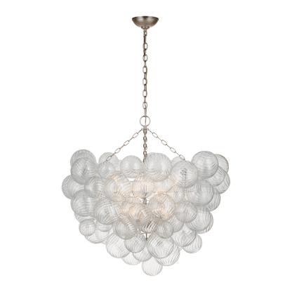 Talia Grande Chandelier - Burnished Silver Leaf with Clear Swirled Glass