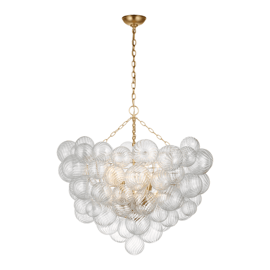 Talia Grande Chandelier - Gild with Clear Swirled Glass