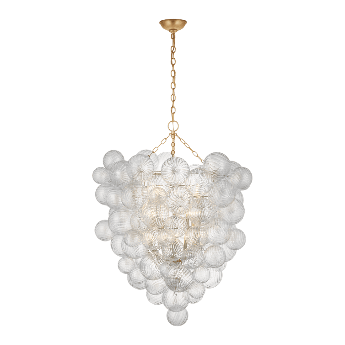 Talia Grande Entry Chandelier - Gild with Clear Swirled Glass