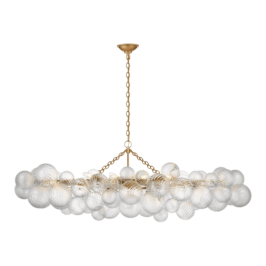 Talia Large Linear Chandelier - Gild with Clear Swirled Glass