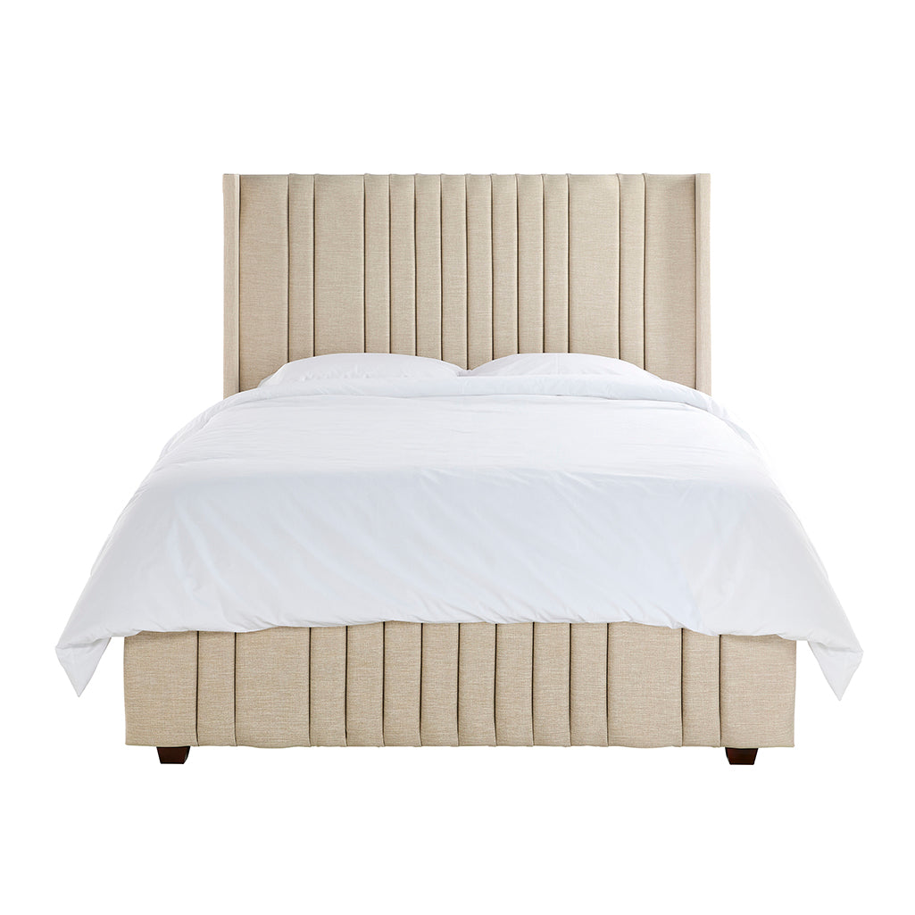Juliet Luxury Panelled Upholstered Bed - Beige