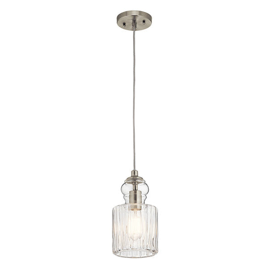 Riviera 1 Light Pendant Light - Brushed Nickel