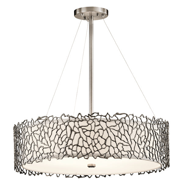 Silver Coral 4 Light Pendant Light - Classic Pewter