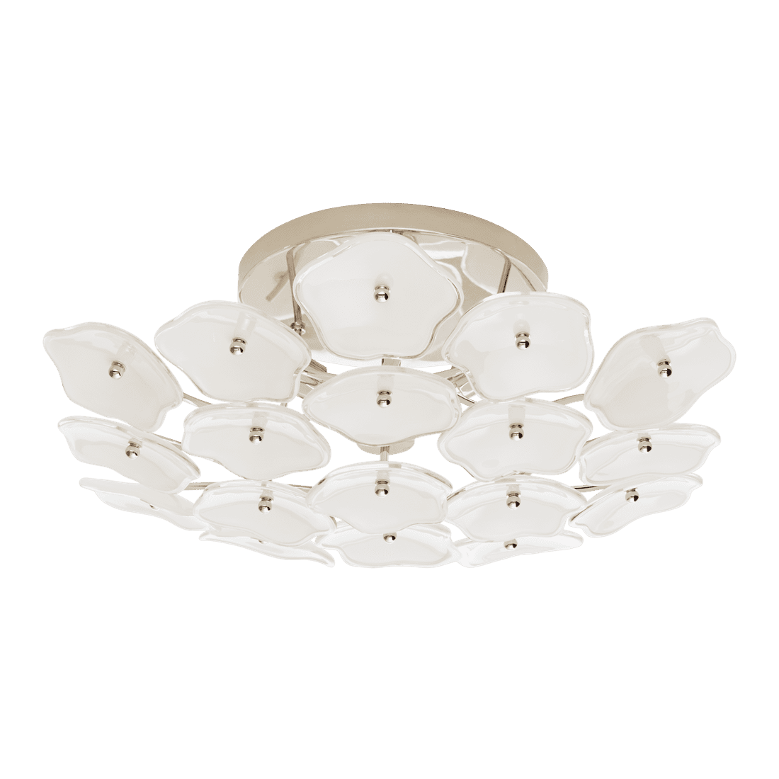 Leighton Medium Flush Mount - Polished Nickel with Cream Tinted Glass