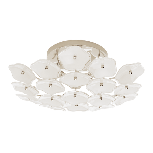 Leighton Medium Flush Mount - Polished Nickel with Cream Tinted Glass