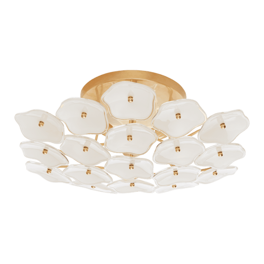 Leighton Medium Flush Mount - Soft Brass with Cream Tinted Glass