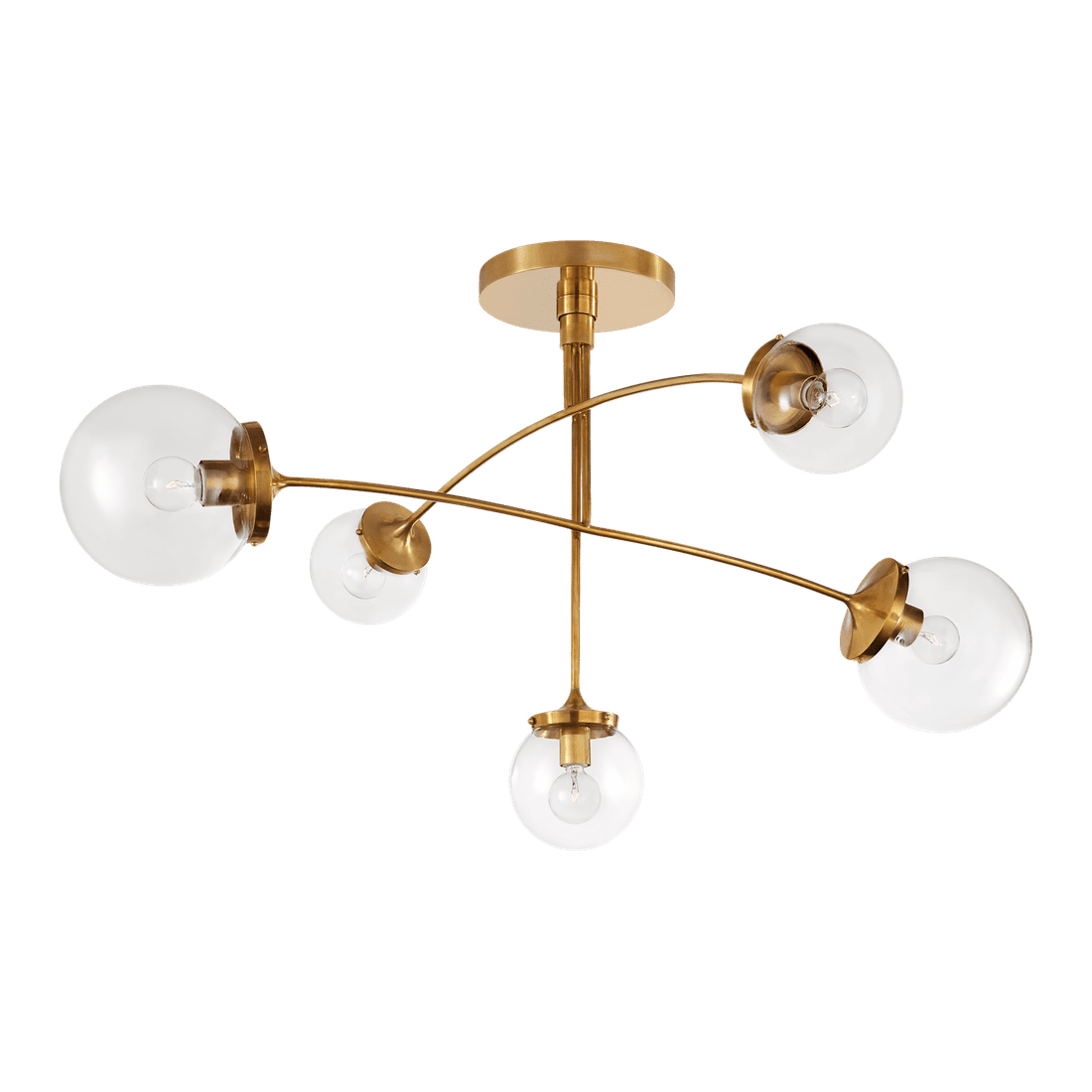 Prescott Medium Mobile Chandelier - Soft Brass with Clear Glass