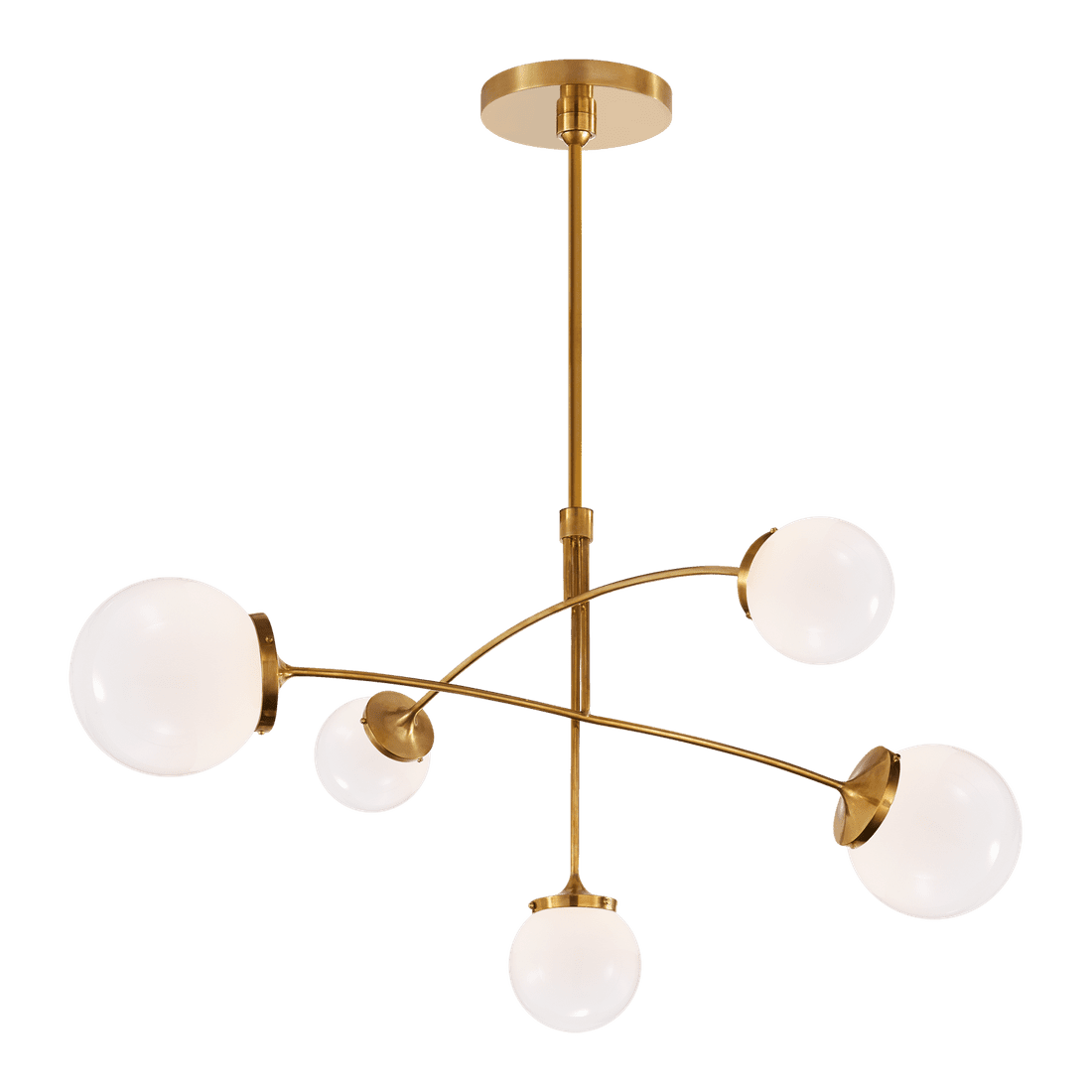 Prescott Medium Mobile Chandelier - Soft Brass with White Glass