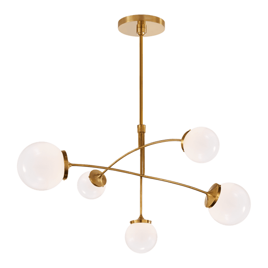 Prescott Medium Mobile Chandelier - Soft Brass with White Glass