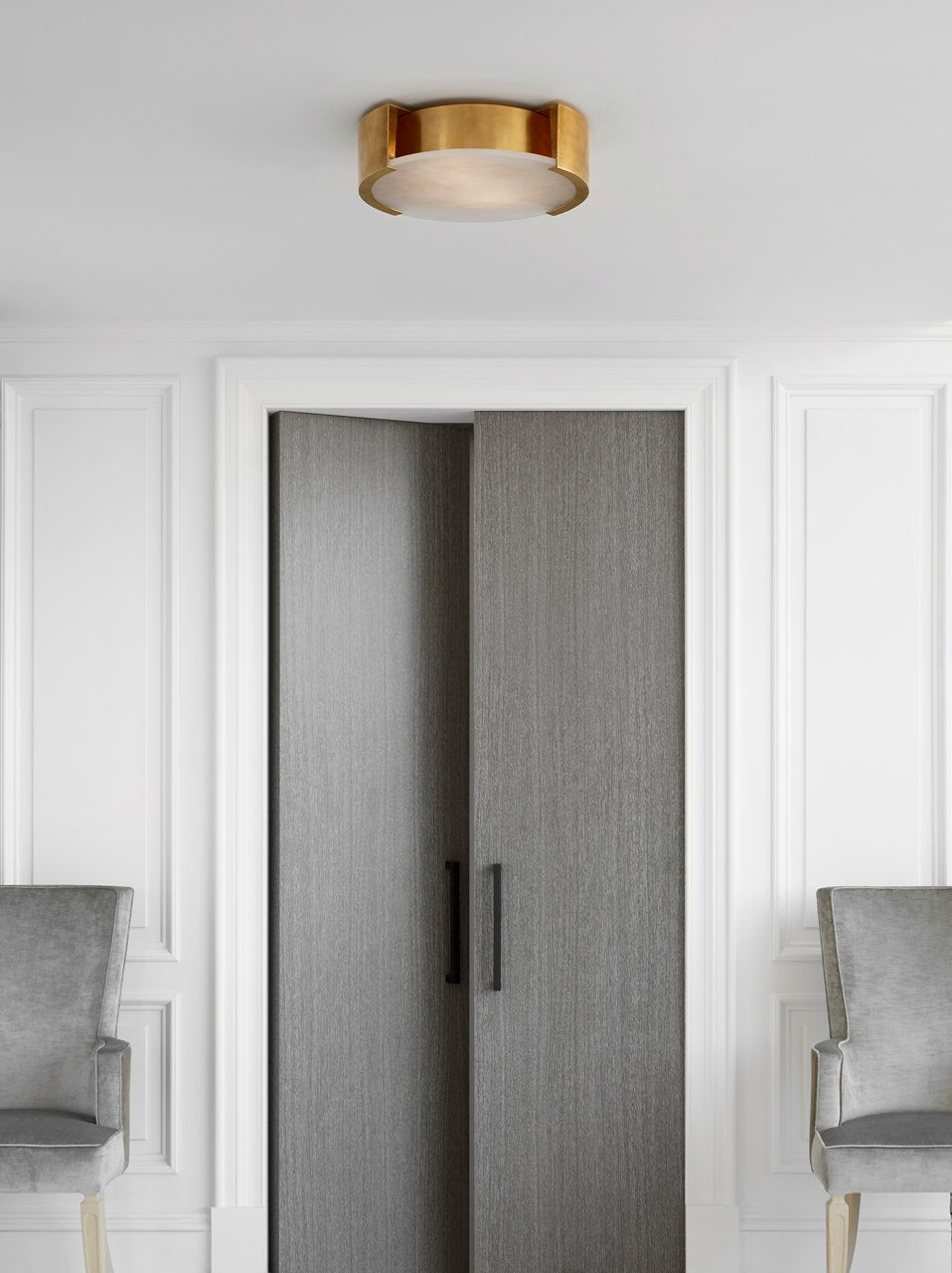 Melange Large Flush Mount - Antique-Burnished Brass with Alabaster