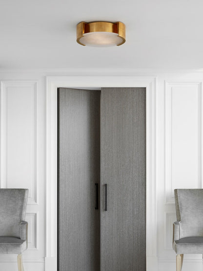 Melange Large Flush Mount - Antique-Burnished Brass with Alabaster