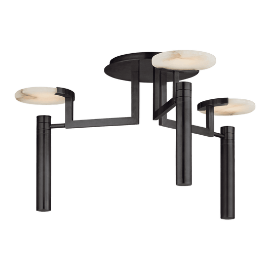 Melange Large Floating Disc Semi-Flush Chandelier - Bronze with Alabaster