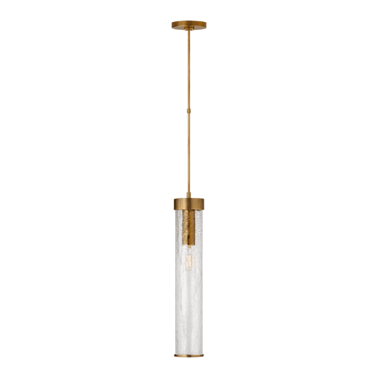 Liaison Long Pendant - Antique-Burnished Brass with Crackle Glass