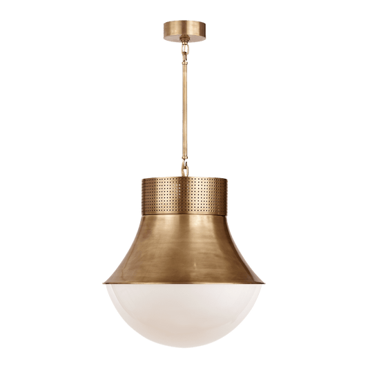 Precision Large Pendant - Antique-Burnished Brass with White Glass