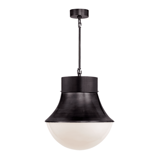 Precision Large Pendant - Bronze with White Glass