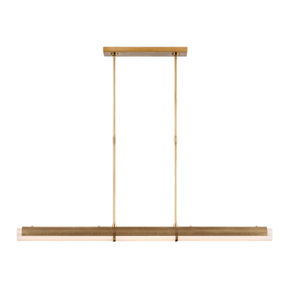 Precision Large Linear Chandelier - Antique-Burnished Brass with White Glass