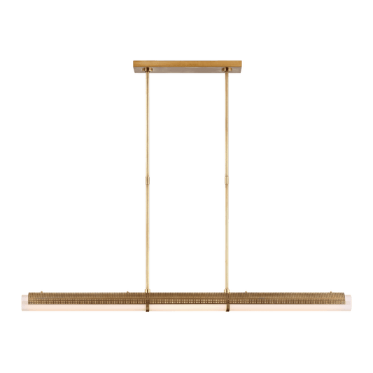 Precision Large Linear Chandelier - Antique-Burnished Brass with White Glass