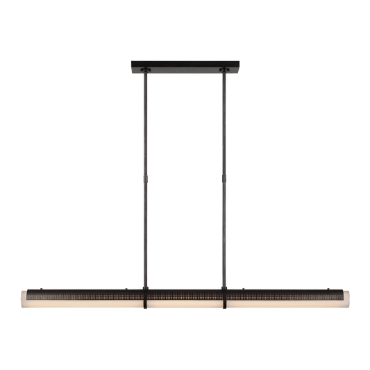 Precision Large Linear Chandelier - Bronze with White Glass