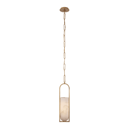 Melange Small Elongated Pendant - Antique-Burnished Brass with Alabaster Shade