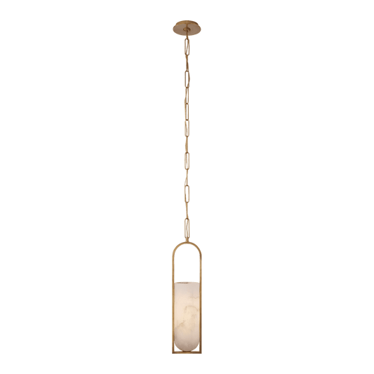 Melange Small Elongated Pendant - Antique-Burnished Brass with Alabaster Shade