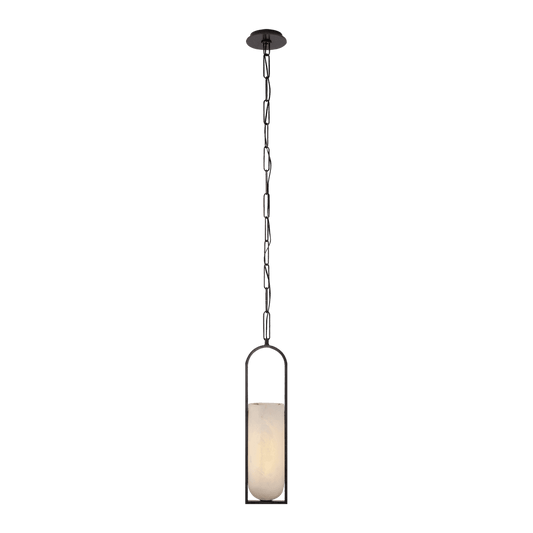 Melange Small Elongated Pendant - Bronze with Alabaster Shade