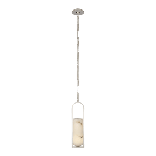 Melange Small Elongated Pendant - Polished Nickel with Alabaster Shade