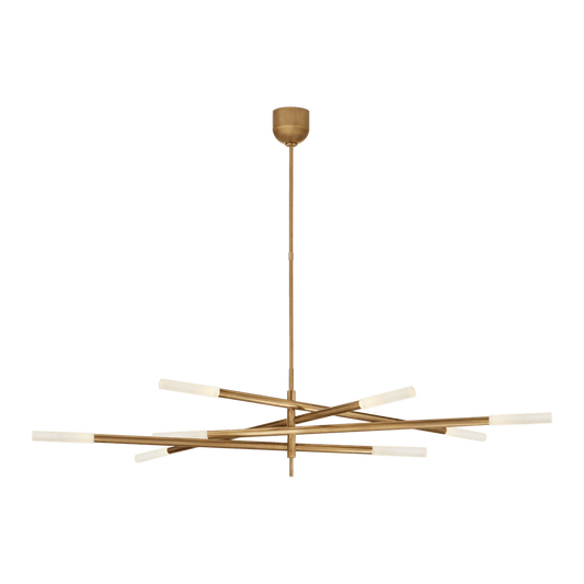 Rousseau Grande Eight Light Articulating Chandelier - Antique-Burnished Brass with Etched Crystal