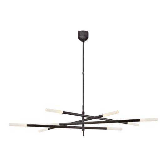 Rousseau Grande Eight Light Articulating Chandelier - Bronze with Etched Crystal