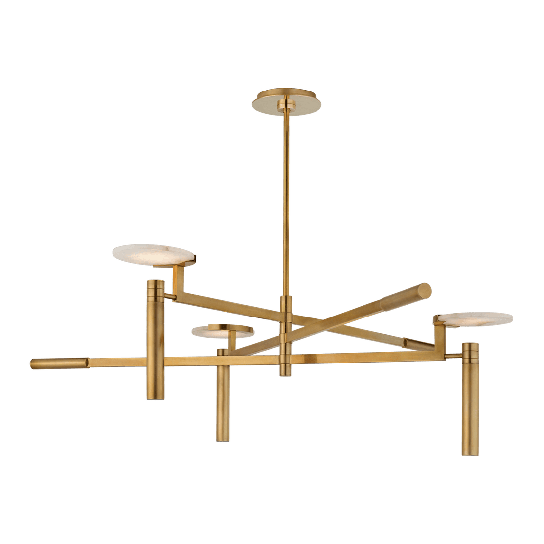 Melange Large Floating Disc Chandelier - Antique-Burnished Brass with Alabaster