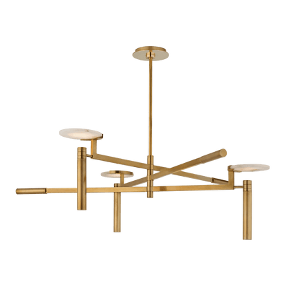 Melange Large Floating Disc Chandelier - Antique-Burnished Brass with Alabaster