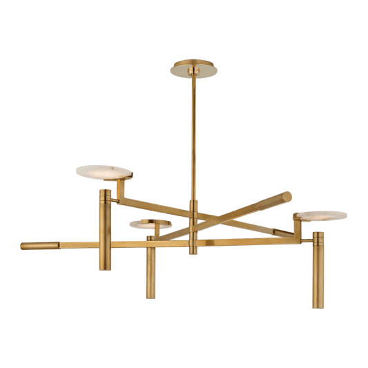 Melange Large Floating Disc Chandelier - Antique-Burnished Brass with Alabaster