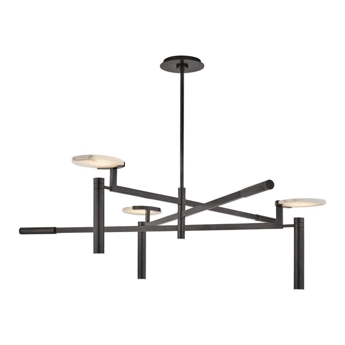 Melange Large Floating Disc Chandelier - Bronze with Alabaster