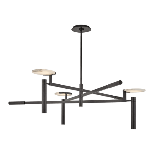 Melange Large Floating Disc Chandelier - Bronze with Alabaster