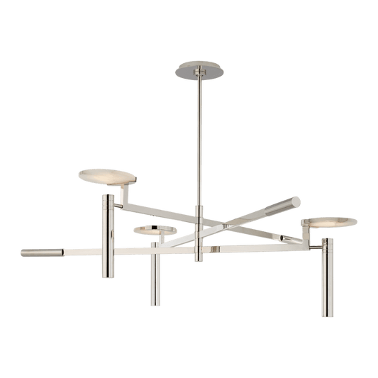 Melange Large Floating Disc Chandelier - Polished Nickel with Alabaster