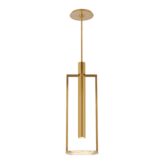 Melange Medium Floating Disc Pendant - Antique-Burnished Brass with Alabaster