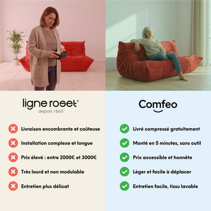 Togo Compressed Orange Koto Canapé – High-Quality Construction