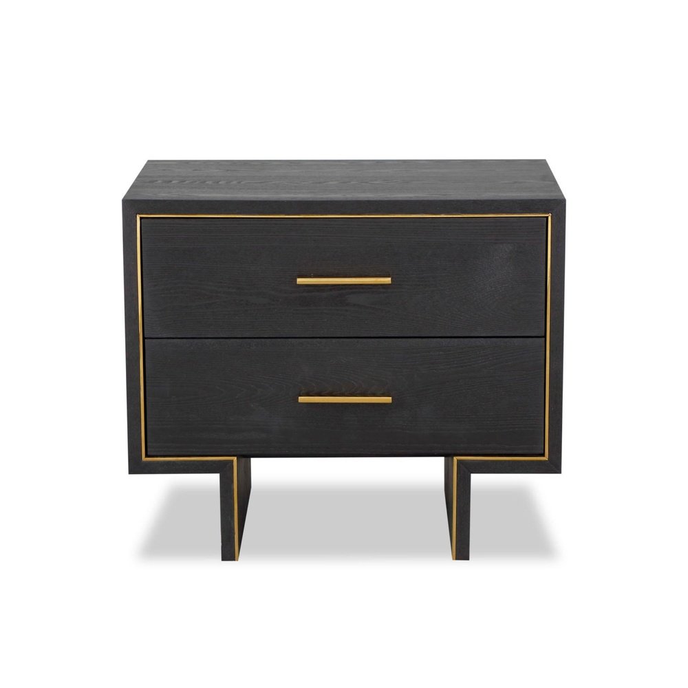 Tigur Bedside Table - Black Ash Veneer