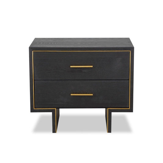 Tigur Bedside Table - Black Ash Veneer