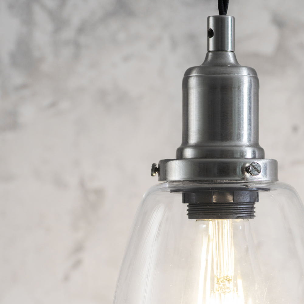 Trio of Hoxton Domed Pendant Light - Satin Nickel