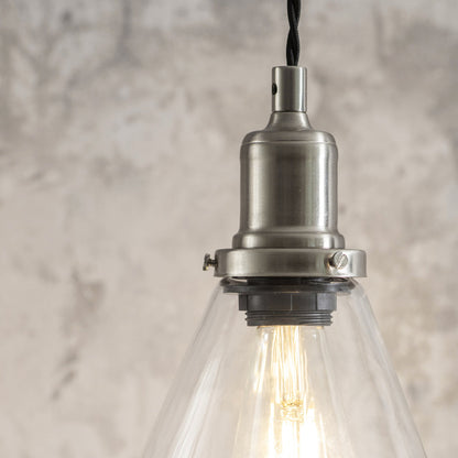 Trio of Hoxton Cone Pendant Light - Satin Nickel