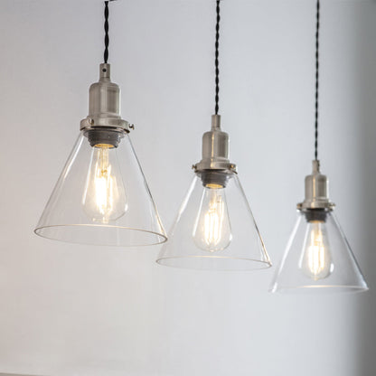 Trio of Hoxton Cone Pendant Light - Satin Nickel